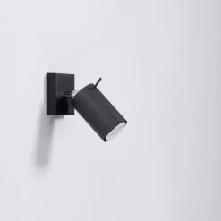 Sollux Spot Wand Schwarz verstellbar B: 8 cm klein Metall GU10