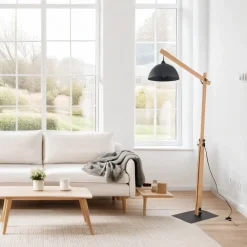 TK Lighting Stehlampe 180 cm hoch E27 verstellbar Holz Metall* Lampen Aus Aller Welt|Holzlampen