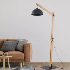 TK Lighting Stehlampe 180 cm hoch E27 verstellbar Holz Metall* Lampen Aus Aller Welt|Holzlampen