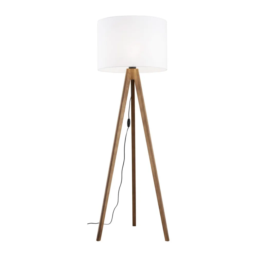 TK Lighting Stehlampe 145 cm klein Dreibein Stoff Holz E27 NOLAN* Bürolampen|Lampen Aus Aller Welt
