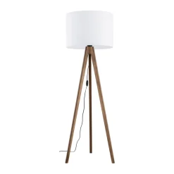 TK Lighting Stehlampe 145 cm klein Dreibein Stoff Holz E27 NOLAN* Bürolampen|Lampen Aus Aller Welt