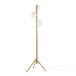 TK Lighting Stehlampe 150 cm klein Holz Glas 3x G9 Dreibein MIEKE* Glaslampen|Holzlampen
