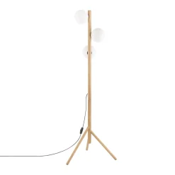 TK Lighting Stehlampe 150 cm klein Holz Glas 3x G9 Dreibein MIEKE* Glaslampen|Holzlampen