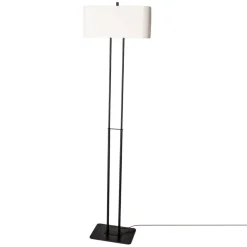 By Rydéns Stehlampe 150 cm klein Schwarz Weiß eckig Stoff Metall E27* Wohnzimmerlampen|Stofflampen