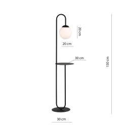Clearance Emibig Stehlampe 150 cm mit Ablage E14 Schwarz Weiß Kugelschirm