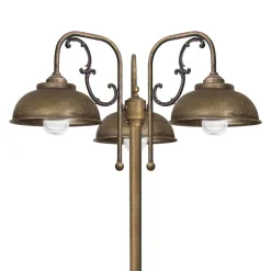 New Giovanni Battista Stehlampe außen IP44 210 cm 3-flammig E27 Messing massiv