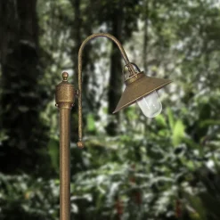 Giovanni Battista Stehlampe außen IP44 E27 148 cm Messing Glas Maritim* Außenleuchten Antik|Außenleuchten Messing