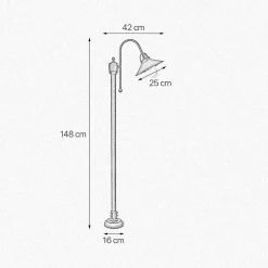 Giovanni Battista Stehlampe außen IP44 E27 148 cm Messing Glas Maritim* Außenleuchten Antik|Außenleuchten Messing