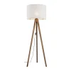 Sale TK Lighting Stehlampe Dreibein klein 145 cm E27 Skandi Holz Leinen