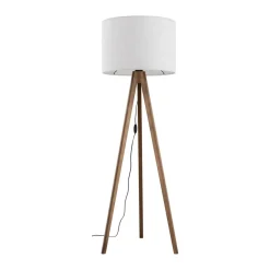 Sale TK Lighting Stehlampe Dreibein klein 145 cm E27 Skandi Holz Leinen