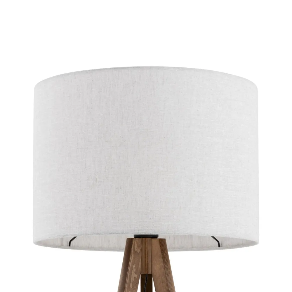 Sale TK Lighting Stehlampe Dreibein klein 145 cm E27 Skandi Holz Leinen