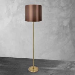 Giovanni Battista Stehlampe E27 160,5 cm in Bronze hell Braun Messing Stoff* Bürolampen|Lampen Aus Aller Welt