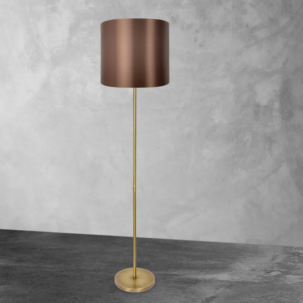 Giovanni Battista Stehlampe E27 160,5 cm in Bronze hell Braun Messing Stoff* Bürolampen|Lampen Aus Aller Welt