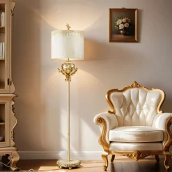 Elstead Stehlampe ELIF 163cm Blattsilber Bodenleuchte* Stofflampen|Designerlampen