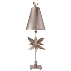New Elstead Stehlampe FIORE Blattsilber Stoff 86cm Modern kunstvoll
