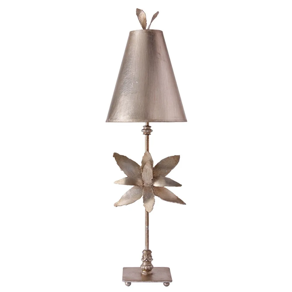 New Elstead Stehlampe FIORE Blattsilber Stoff 86cm Modern kunstvoll