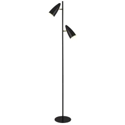 Searchlight Stehlampe 2-flammig in Schwarz Gold E14 160 cm Metall* Bürolampen|Retro Lampen
