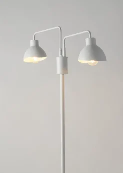 Discount Sigma Stehlampe 2-flammig Weiß Metall Lesen E27 162 cm hoch