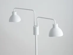 Discount Sigma Stehlampe 2-flammig Weiß Metall Lesen E27 162 cm hoch