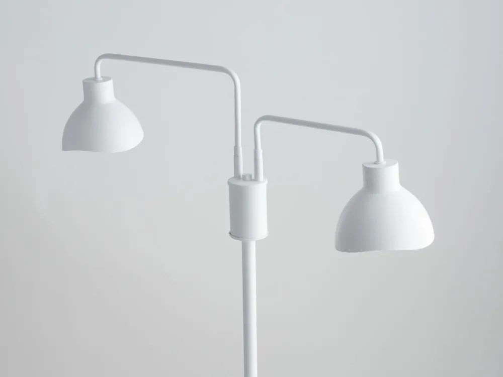 Discount Sigma Stehlampe 2-flammig Weiß Metall Lesen E27 162 cm hoch