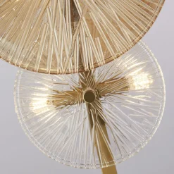 Searchlight Stehlampe Glas Metall 151 cm Messing Bernstein Klar 6x G9* Wohnzimmerlampen|Glaslampen