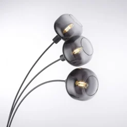 Just Light Stehlampe Glas Metall Rauchgrau Schwarz E14 160 cm hoch* Wohnzimmerlampen|Metall Lampen