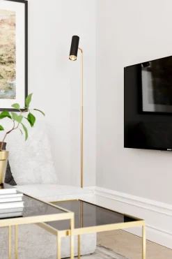 By Rydéns Stehlampe Gold Schwarz 157 cm hoch GU10 verstellbar* Wohnzimmerlampen|Metall Lampen