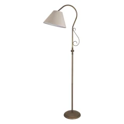 Giovanni Battista Stehlampe groß 190 cm E27 schwenkbar Messing Stoff Rustikal* Bürolampen|Lampen Aus Aller Welt