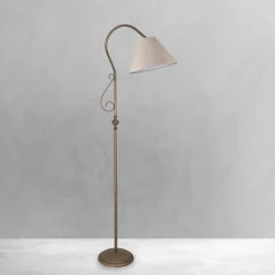 Giovanni Battista Stehlampe groß 190 cm E27 schwenkbar Messing Stoff Rustikal* Bürolampen|Lampen Aus Aller Welt