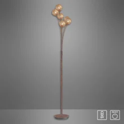 Outlet Paul Neuhaus Stehlampe groß Metall Rostbraun Gold 181,2 cm G9 6-flmg