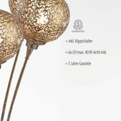 Outlet Paul Neuhaus Stehlampe groß Metall Rostbraun Gold 181,2 cm G9 6-flmg