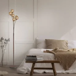 Outlet Paul Neuhaus Stehlampe groß Metall Rostbraun Gold 181,2 cm G9 6-flmg