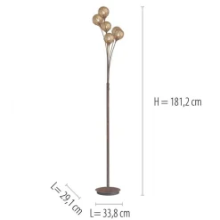 Outlet Paul Neuhaus Stehlampe groß Metall Rostbraun Gold 181,2 cm G9 6-flmg