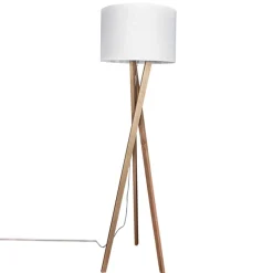 By Rydéns Stehlampe Holz Stoff E27 160 cm Dreibein Eiche Weiß* Wohnzimmerlampen|Stofflampen