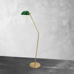 New Giovanni Battista Stehlampe in Bronze hell Grün E27 146 cm Echt-Messing Glas