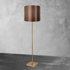 Best Giovanni Battista Stehlampe in Bronze hell Braun E27 160,5 cm Messing Stoff