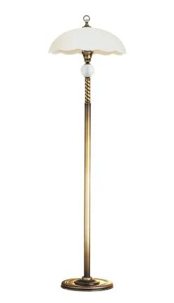 Jupiter Stehlampe in Messing Weiß 152cm Wohnzimmer Leuchte