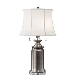 Elstead Stehlampe JOHA in Nickel Antik 69cm 2-flmg Lampe* Stofflampen|Designerlampen