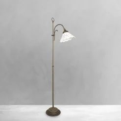 New Giovanni Battista Stehlampe Keramik Messing 130 cm in Bronze Antik Weiß E27