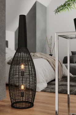 Outlet By Rydéns Stehlampe klein 120 cm Schwarz E27 aus Seegras Korb