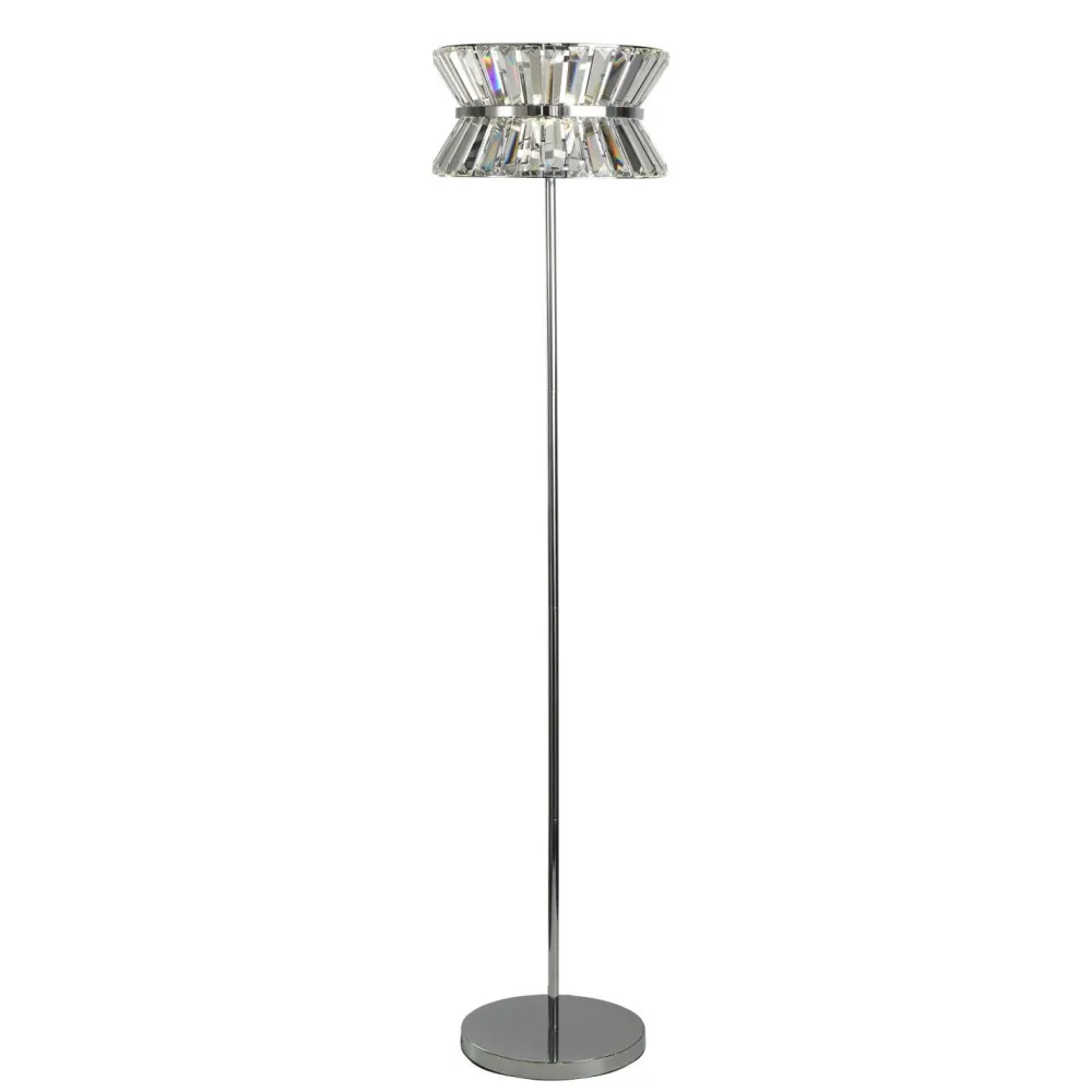 Searchlight Stehlampe Kristall 150 cm klein Art Déco Chrom Klar* Wohnzimmerlampen|Kristalllampen