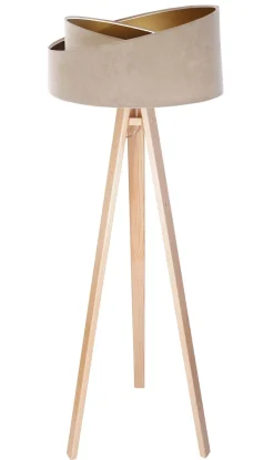 Discount BPS Koncept Stehlampe MANDAN Beige Gold Dreibein 145cm Wohnzimmer