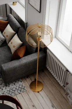 Best By Rydéns Stehlampe Metall 160 cm in Gold matt E27 Modern Design