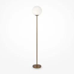 Maytoni Stehlampe Metall Glas 155 cm hoch in Messing Weiß E27* Kugellampen|Glaslampen