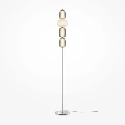 Maytoni Stehlampe Metall Glas LED 165,5 cm hoch Chrom Weiß Grau* Led Lampen|Designerlampen