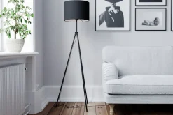 Best By Rydéns Stehlampe Metall Stoff 145 cm hoch Dreibein Schwarz E27