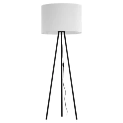 TK Lighting Stehlampe Metall Stoff 165 cm Dreibein Schwarz Weiß E27* Stofflampen|Moderne Lampen