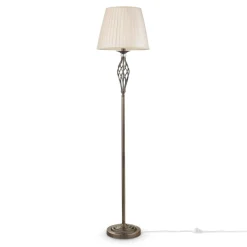 Maytoni Stehlampe Metall Stoff E14 165 cm rund Klassisch LILJA* Wohnzimmerlampen|Stofflampen