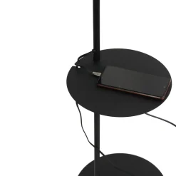 TK Lighting Stehlampe mit Ablage Metall Stoff 170 cm hoch E27* Stofflampen|Wohnzimmerlampen