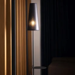 TK Lighting Stehlampe mit Ablage Metall Stoff 170 cm hoch E27* Stofflampen|Wohnzimmerlampen